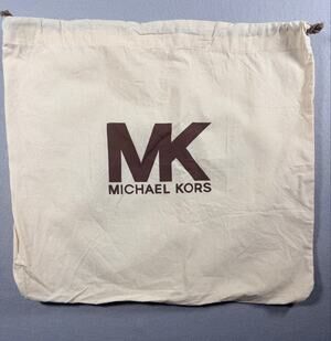 Michael Kors MK Logo Drawstring Dust Bag Large 18” x 17” Cotton Cream Brown